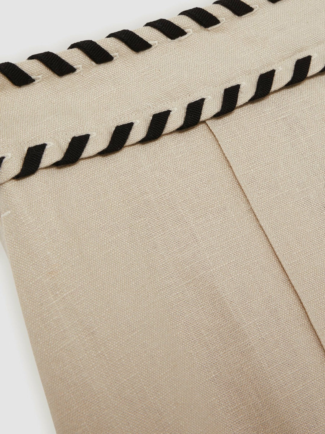 Petite Linen Wide-Leg Whipstitch Trousers in Neutral Women | Reiss