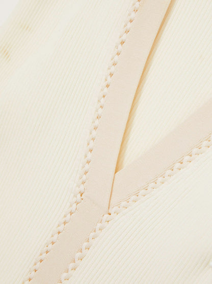 Craft-Stitch Rib-Knit Top in Ivory Women | Reiss
