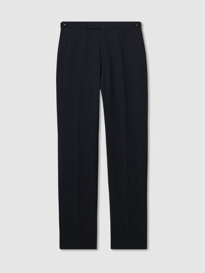 Slim-Fit Wool-Blend Textured Tailored Trousers in Navy Men | Reiss