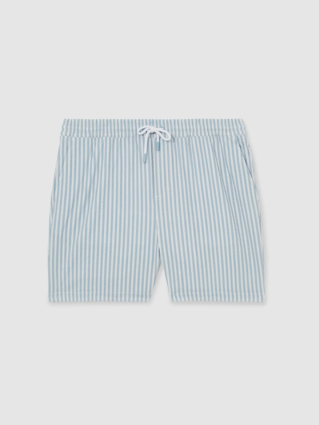 Seersucker Stripe Swim Shorts in Soft Blue/White Men | Reiss