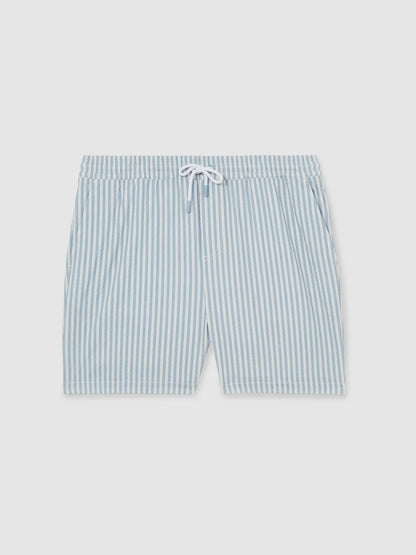 Seersucker Stripe Swim Shorts in Soft Blue/White Men | Reiss