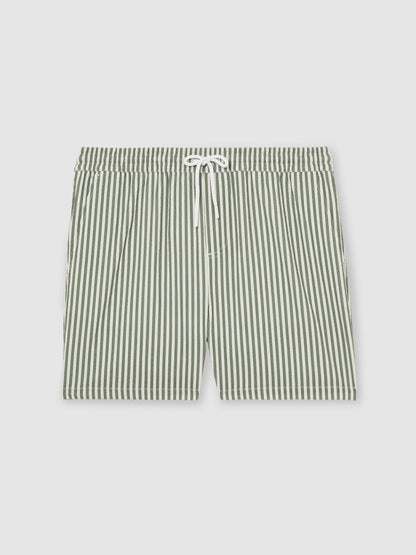 Seersucker Stripe Swim Shorts in Sage/White Men | Reiss