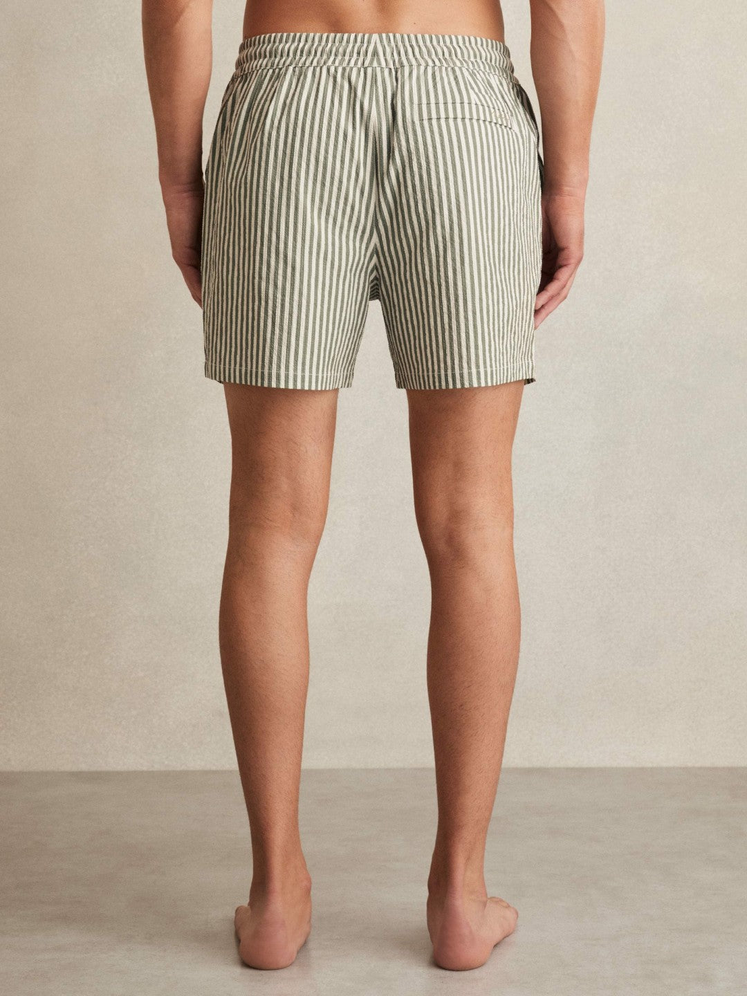 Seersucker Stripe Swim Shorts in Sage/White Men | Reiss