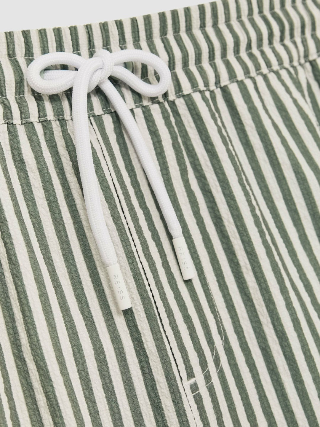 Seersucker Stripe Swim Shorts in Sage/White Men | Reiss