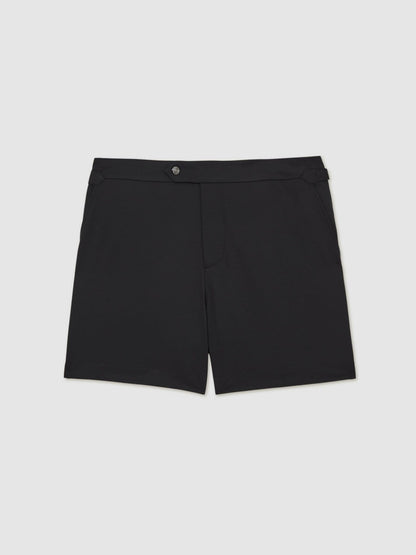 Side-Adjuster Swim Shorts in Black Men | Reiss