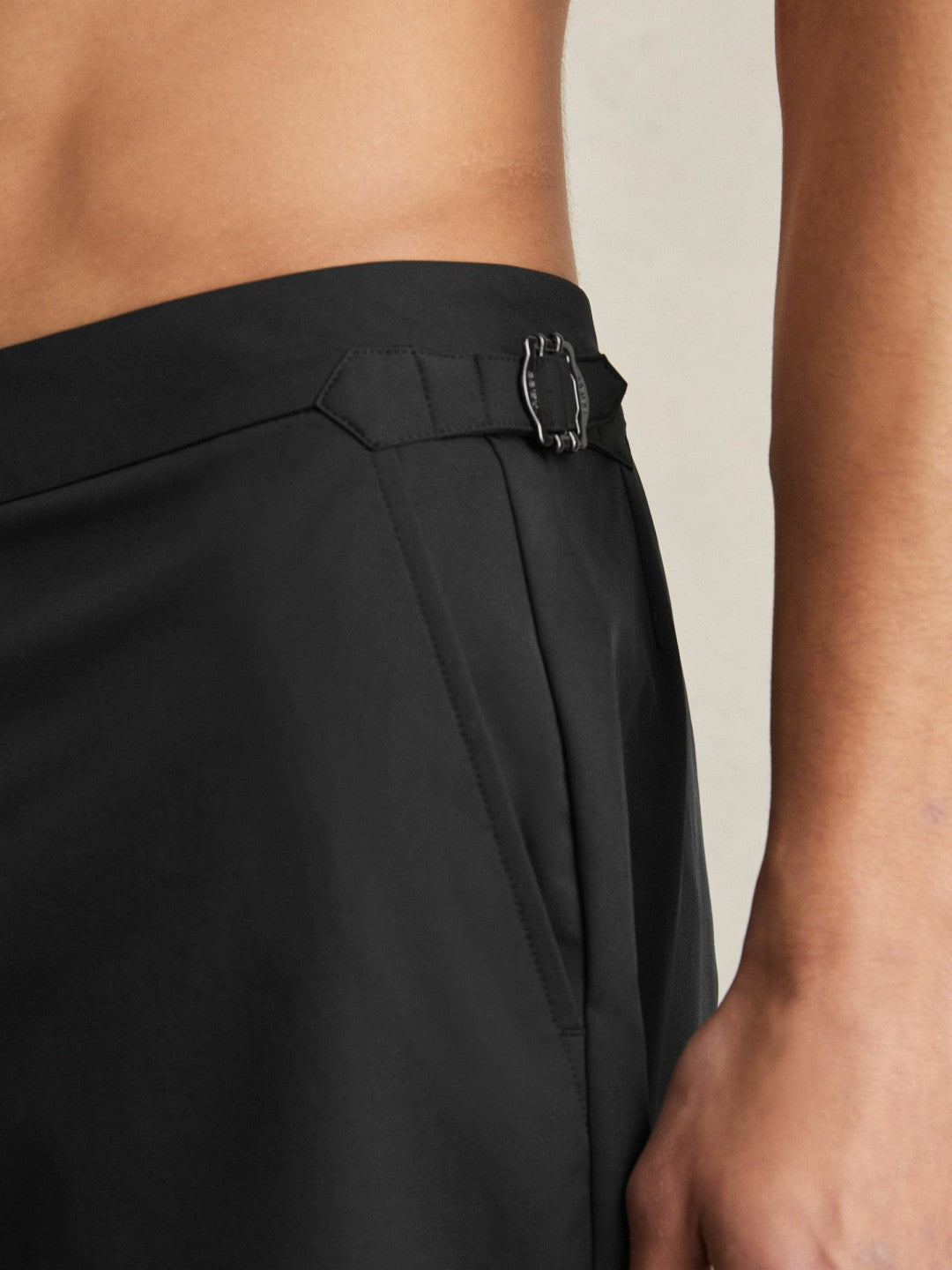 Side-Adjuster Swim Shorts in Black Men | Reiss