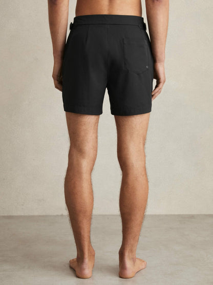 Side-Adjuster Swim Shorts in Black Men | Reiss
