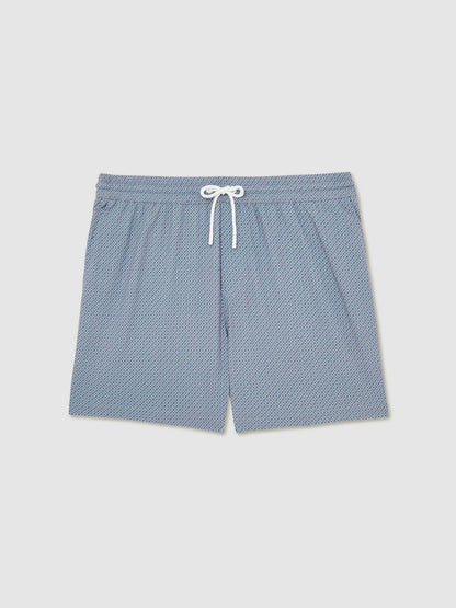 Drawstring Geometric Print Swim Shorts in Airforce Blue Men | Reiss