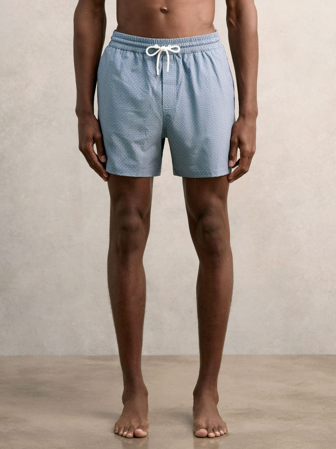 Drawstring Geometric Print Swim Shorts in Airforce Blue Men | Reiss