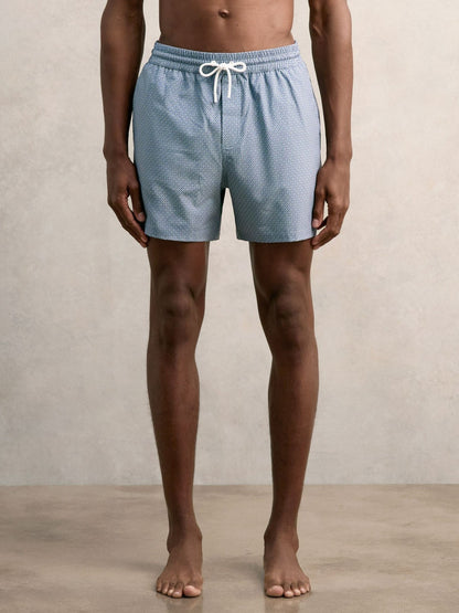 Drawstring Geometric Print Swim Shorts in Airforce Blue Men | Reiss