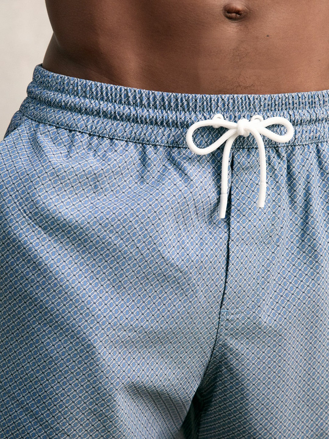 Drawstring Geometric Print Swim Shorts in Airforce Blue Men | Reiss