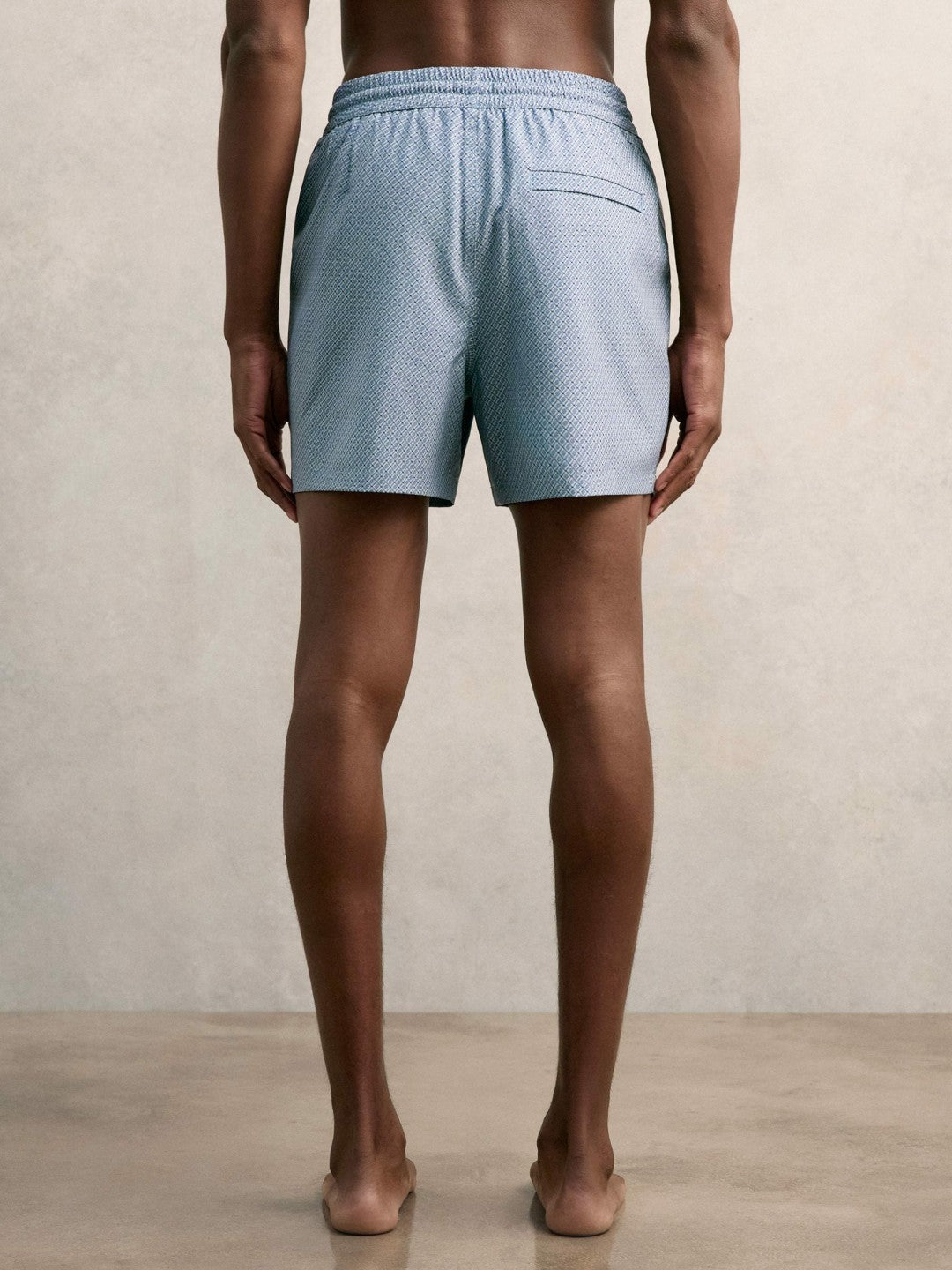 Drawstring Geometric Print Swim Shorts in Airforce Blue Men | Reiss