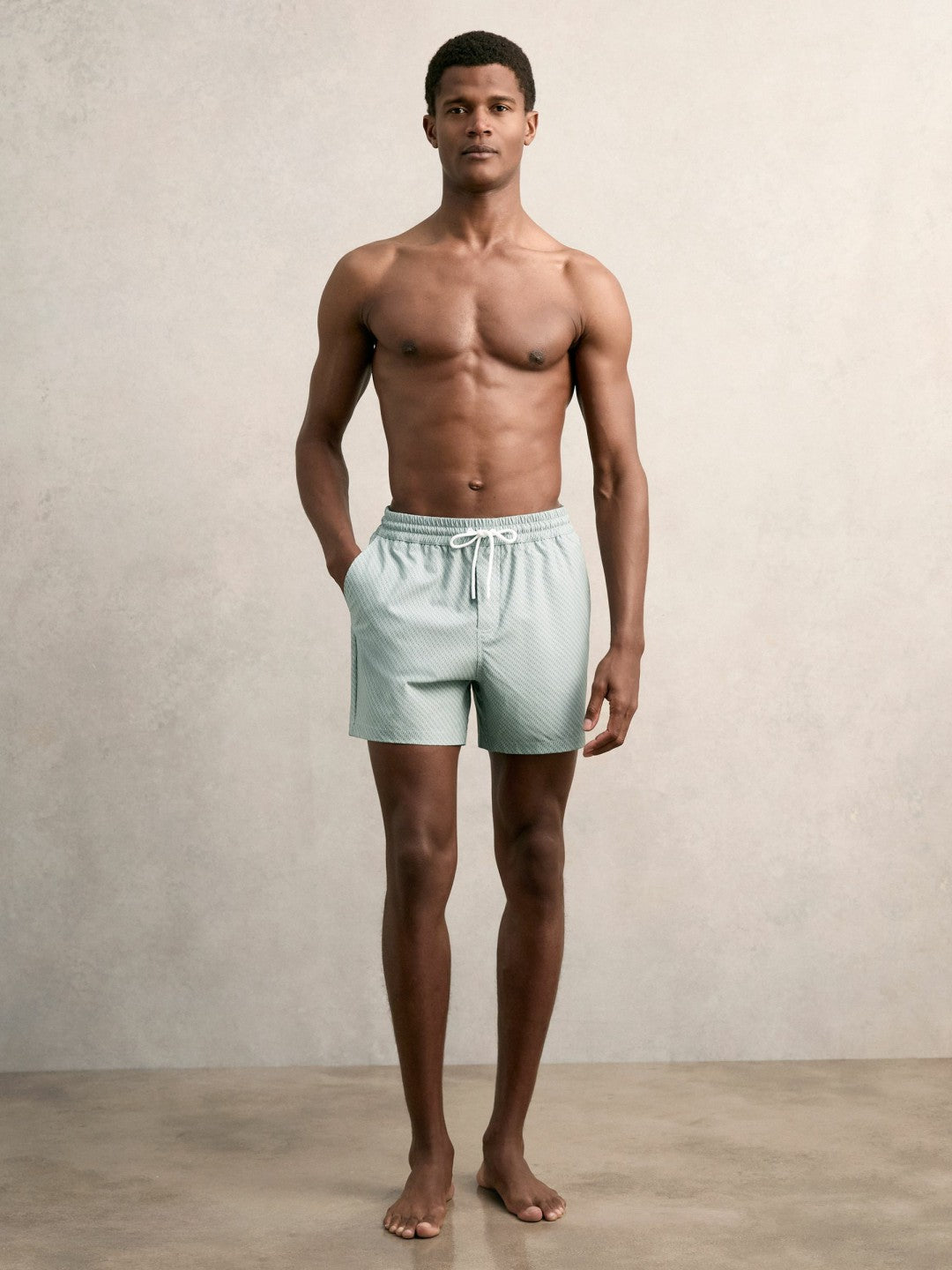 Drawstring Geometric Print Swim Shorts in Pistachio Green Men | Reiss
