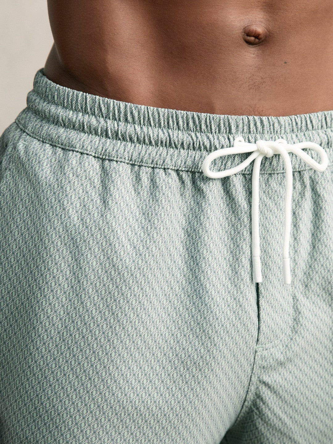 Drawstring Geometric Print Swim Shorts in Pistachio Green Men | Reiss