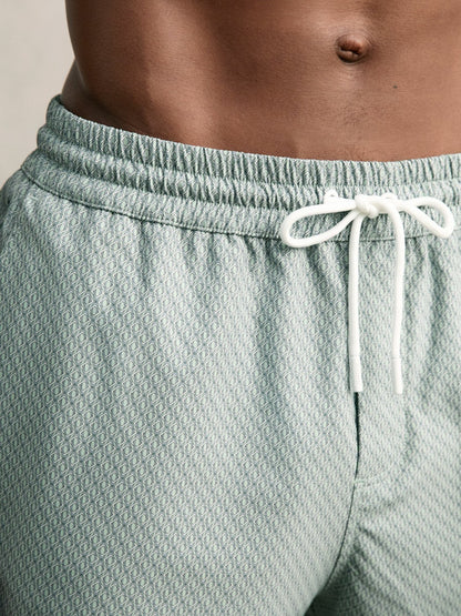 Drawstring Geometric Print Swim Shorts in Pistachio Green Men | Reiss