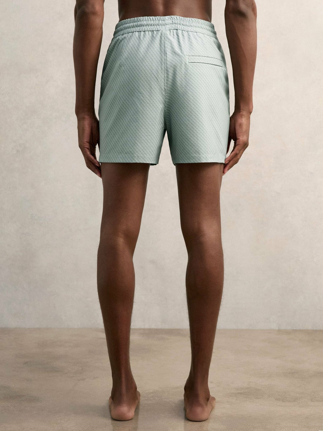 Drawstring Geometric Print Swim Shorts in Pistachio Green Men | Reiss
