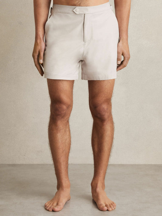 Side-Adjuster Swim Shorts in Off White Men | Reiss