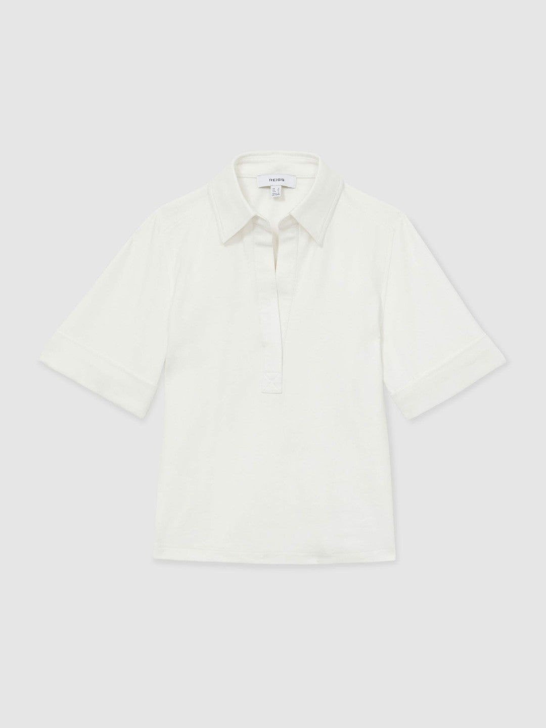 Open-Collar Polo Shirt in Cream Women | Reiss