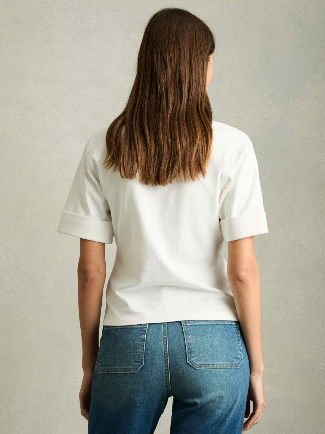 Open-Collar Polo Shirt in Cream Women | Reiss