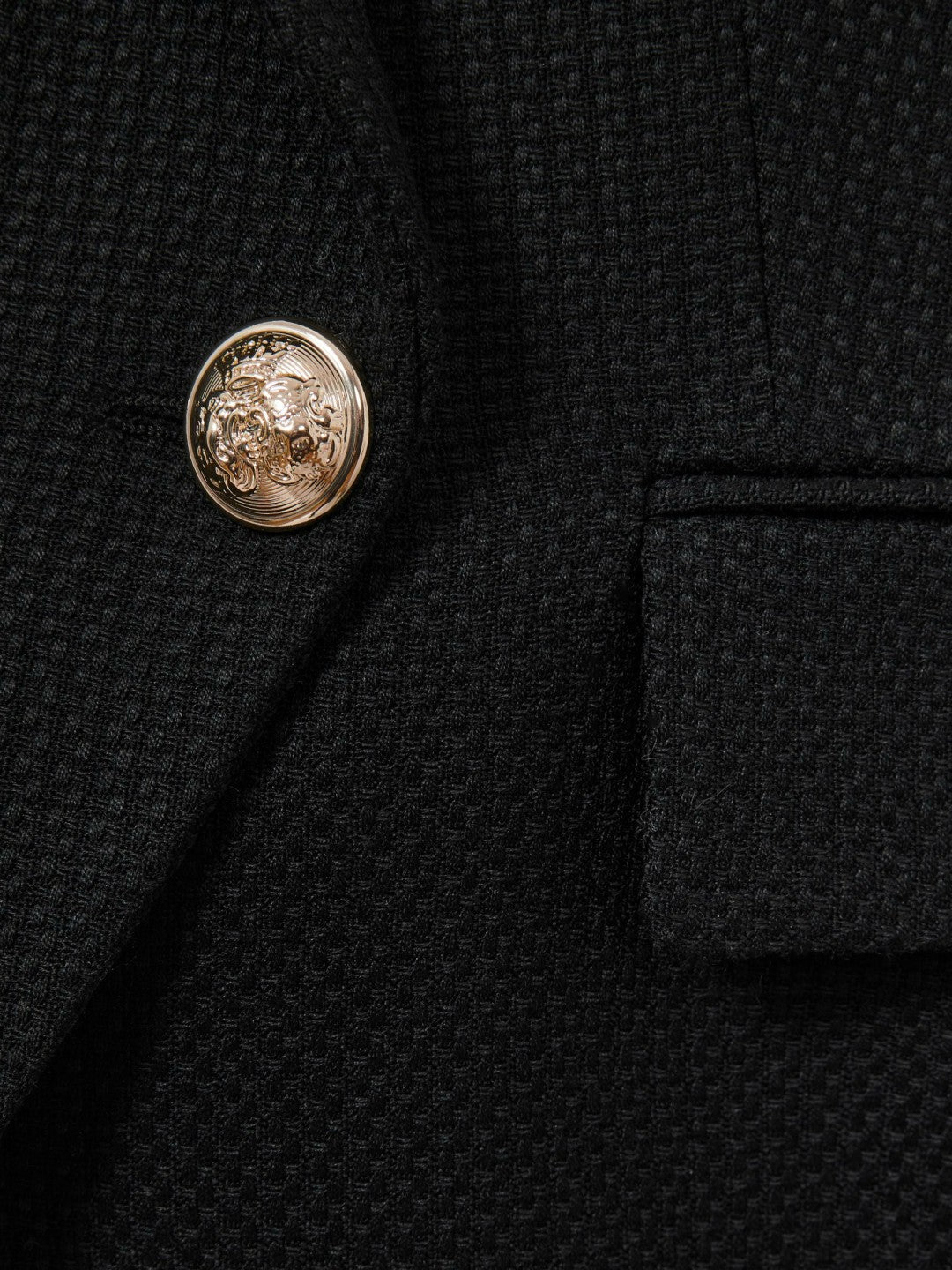 Tailored Fit Textured Double Breasted Blazer in Black Women | Reiss