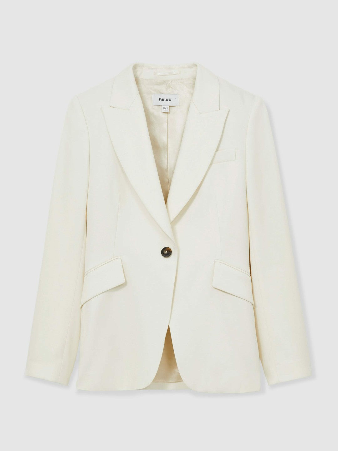 Petite Single-Breasted Peak-Lapel Tailored Blazer in Cream Women | Reiss