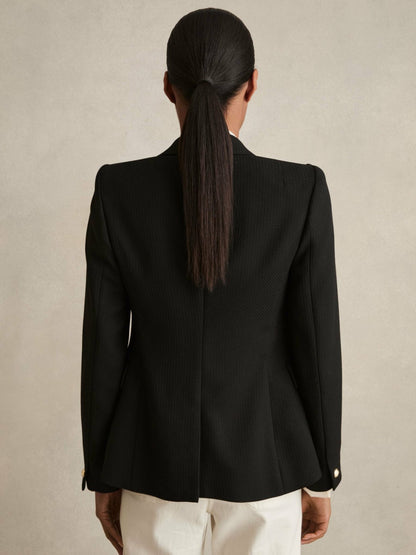 Petite Tailored Fit Textured Double Breasted Blazer in Black Women | Reiss
