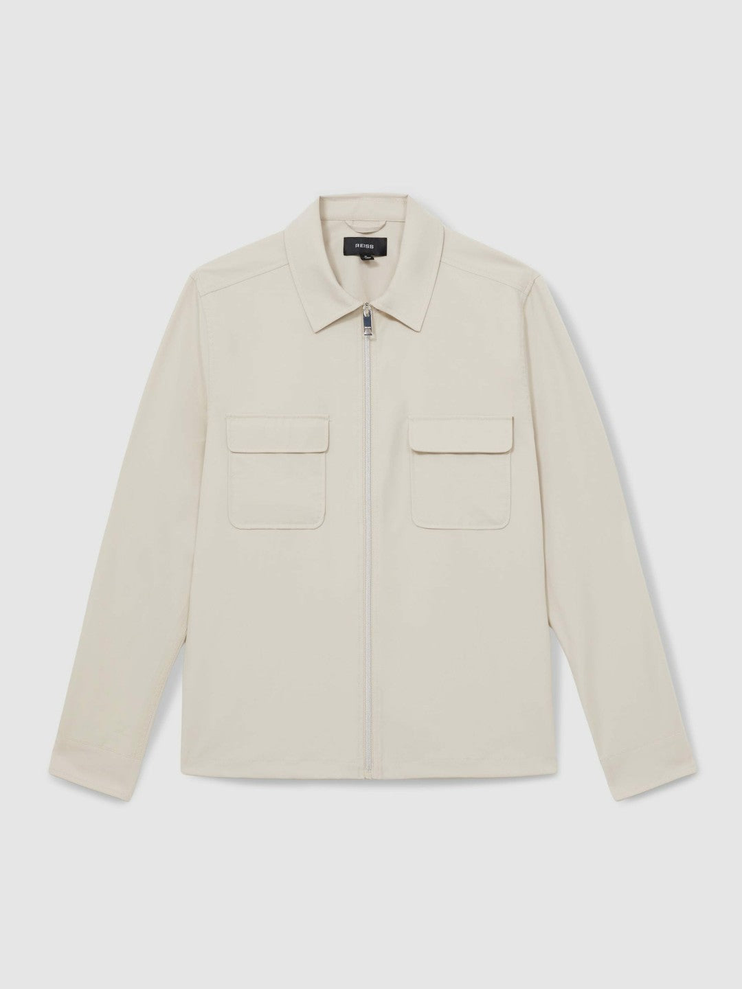 Technical Zip-Through Overshirt in Stone Men | Reiss