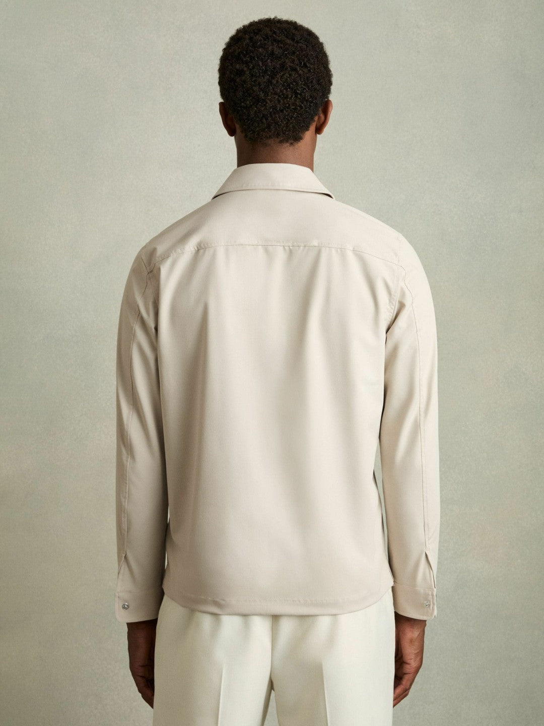 Technical Zip-Through Overshirt in Stone Men | Reiss