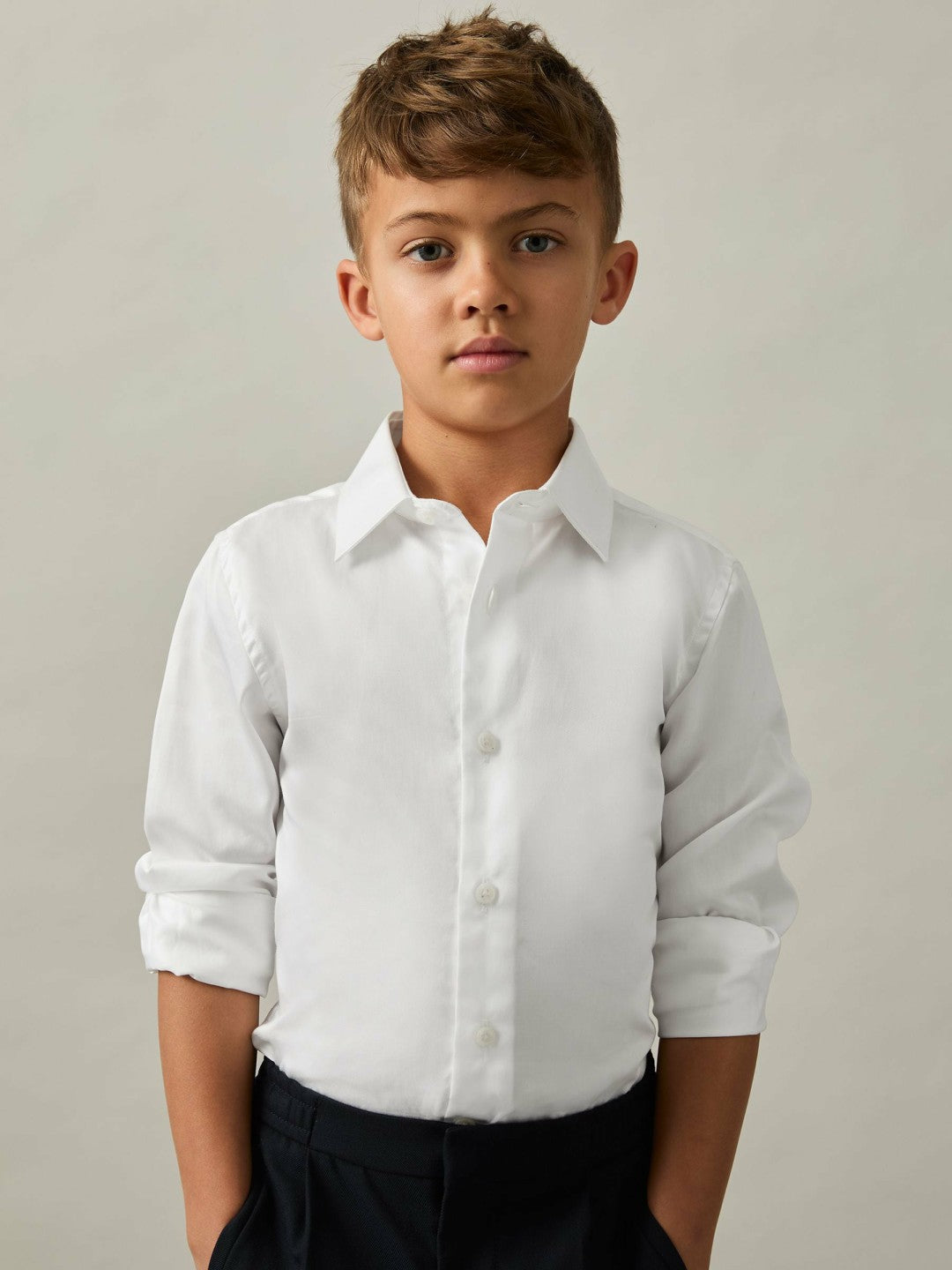 9-13 yrs Slim-Fit Cotton Shirt in White Children & Baby | Reiss