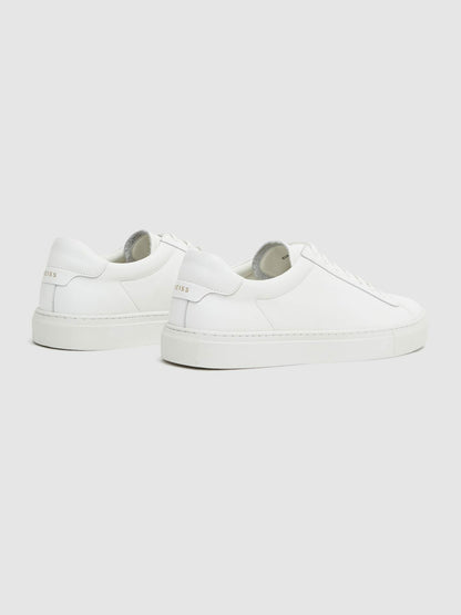 Leather Low-Top Trainers in White Men | Reiss