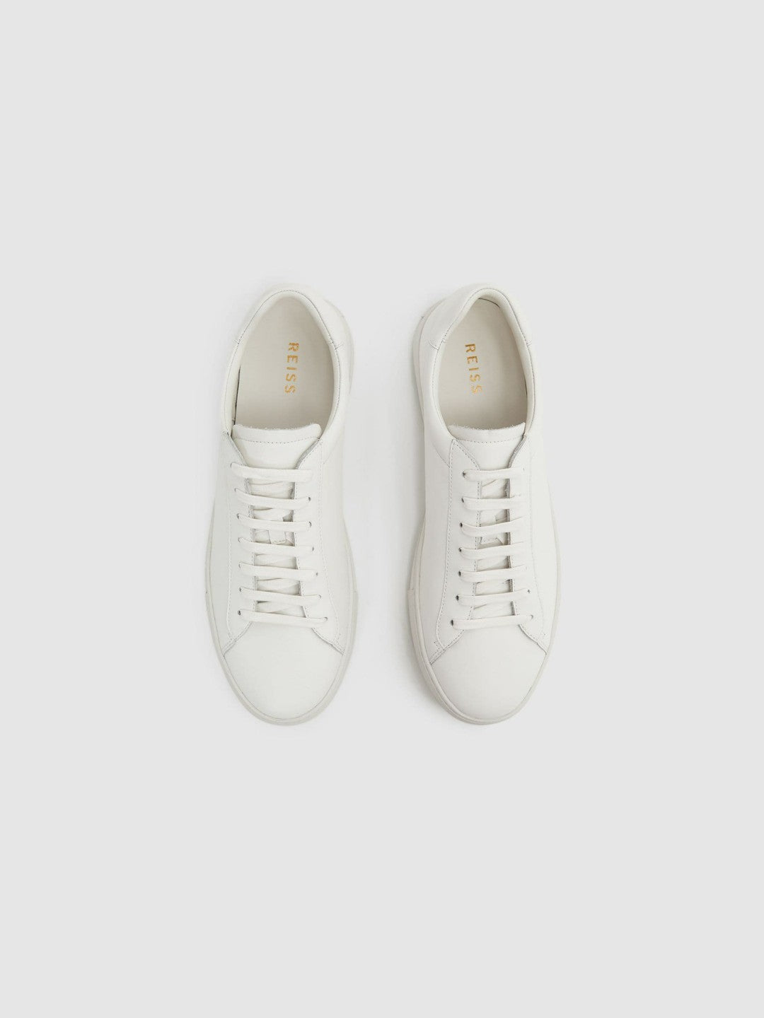 Leather Low-Top Trainers in White Men | Reiss