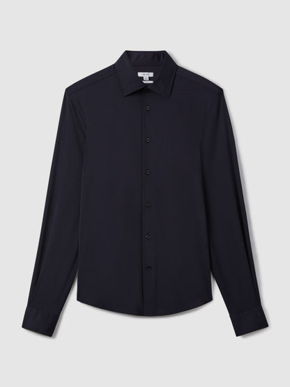 Long-Sleeve Travel Shirt in Navy Men | Reiss