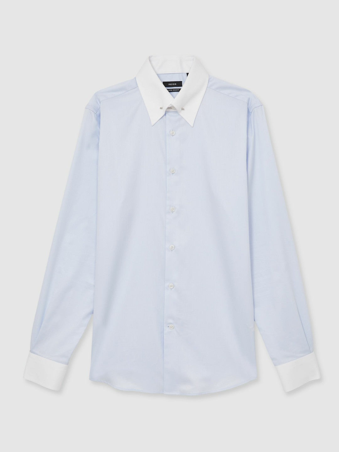 Regular-Fit Cotton Pin-Collar Shirt in Contrast S Blue Men | Reiss