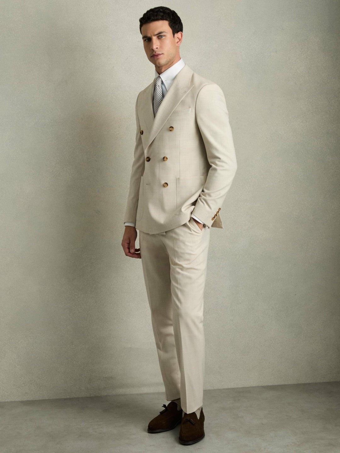 Regular-Fit Cotton Pin-Collar Shirt in Contrast S Blue Men | Reiss