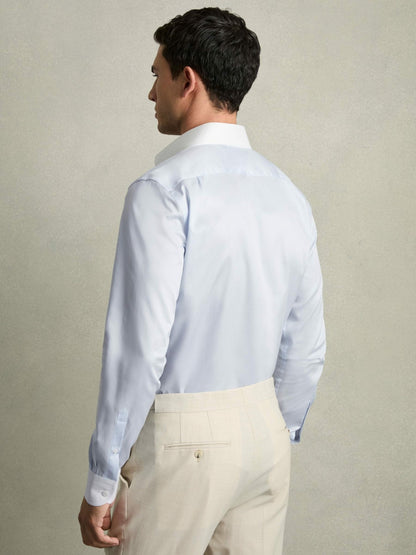 Regular-Fit Cotton Pin-Collar Shirt in Contrast S Blue Men | Reiss