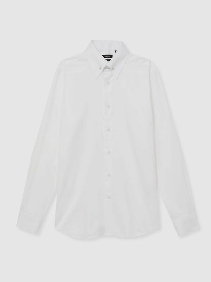 Regular-Fit Cotton Pin-Collar Shirt in White Men | Reiss
