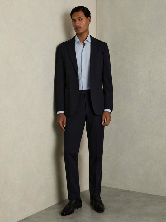 Cotton-Blend Cutaway-Collar Striped Shirt in Blue Stripe Men | Reiss