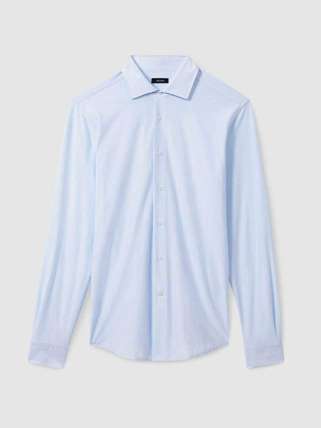 Cotton-Blend Cutaway-Collar Striped Shirt in Blue Stripe Men | Reiss