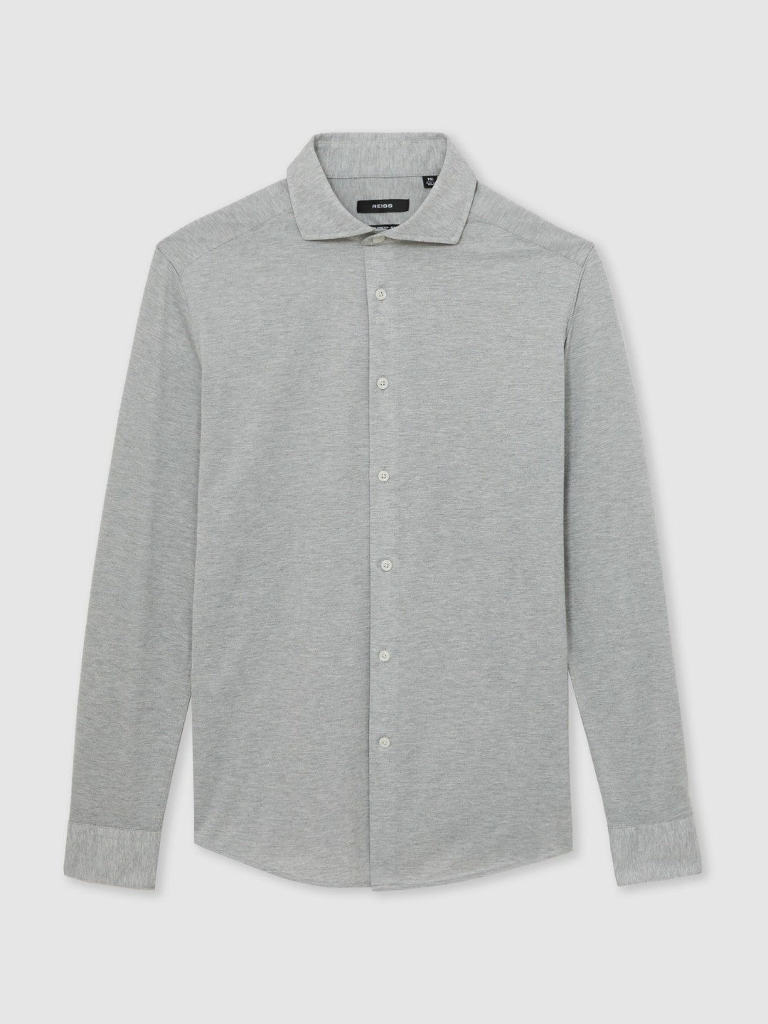 Cotton-Blend Jersey Cutaway-Collar Shirt in Grey Melange Men | Reiss