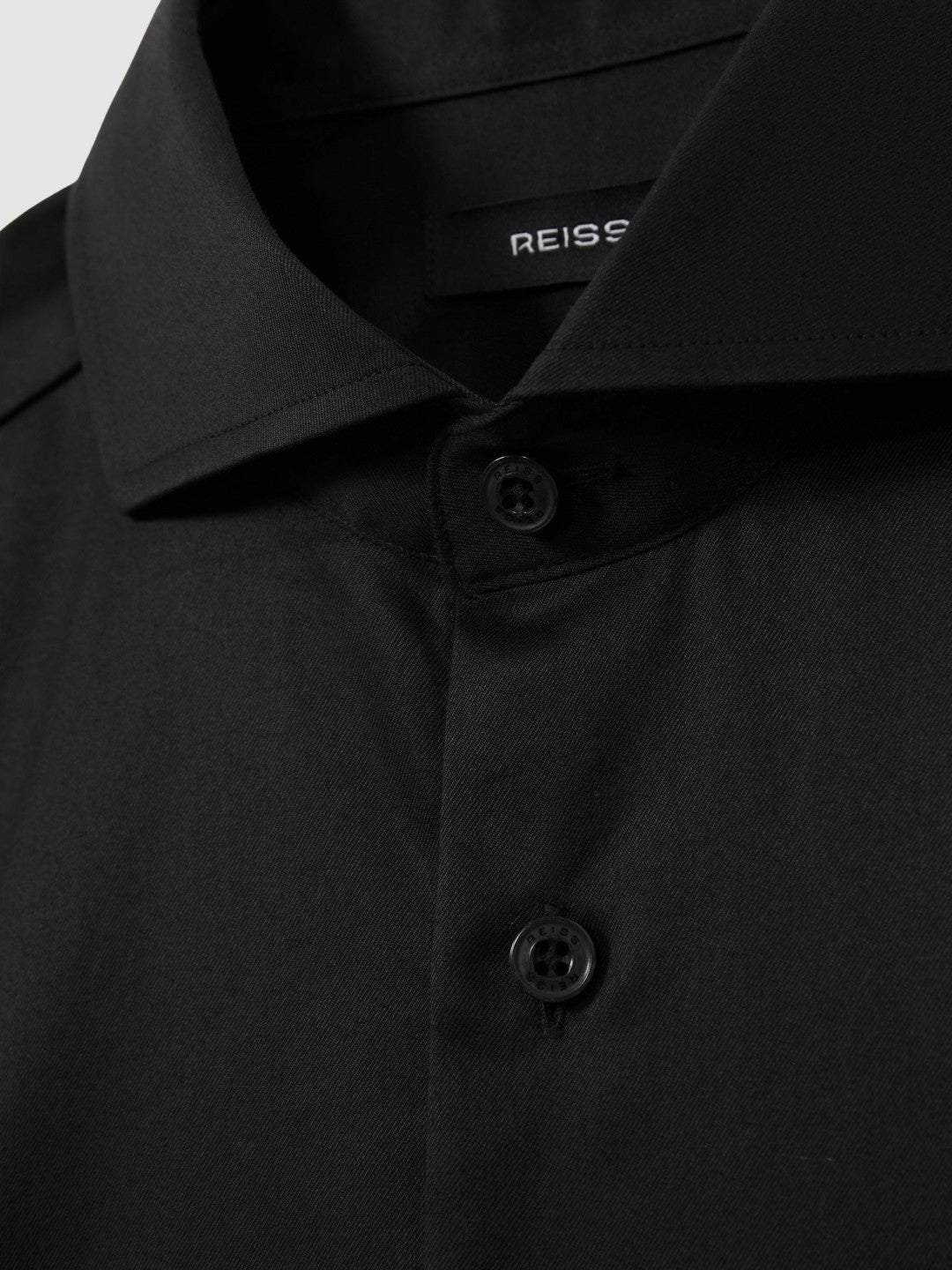 Regular Fit Slim-Fit Cotton Double-Cuff Shirt in Black Men | Reiss