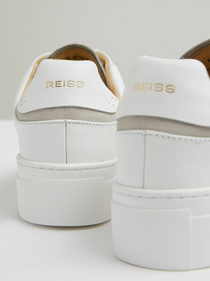 Leather Low-Top Trainers in White Women | Reiss