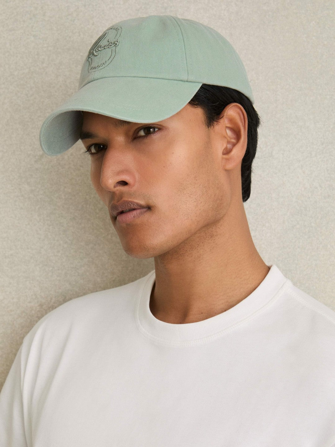 Cotton Logo-Embroidered Baseball Cap in Washed Green Men | Reiss
