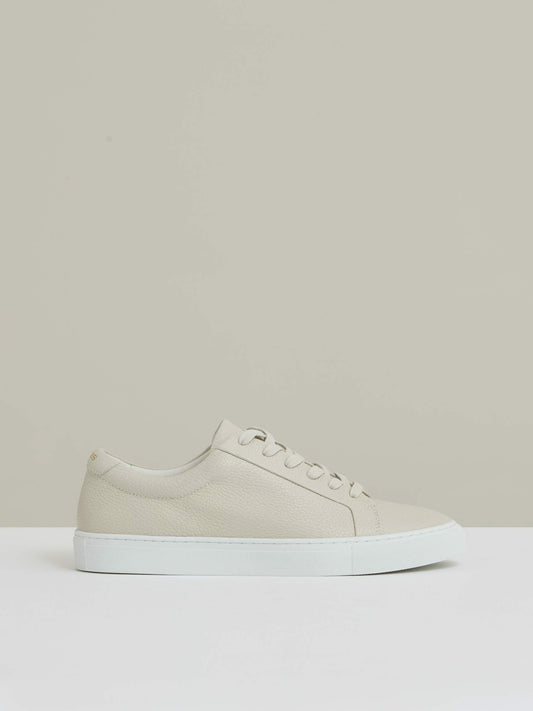 Tumbled-Leather Low-Top Trainers in Off White Men | Reiss