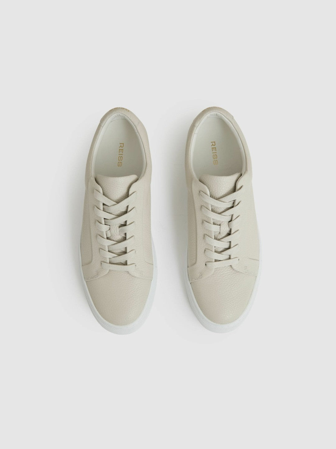 Tumbled-Leather Low-Top Trainers in Off White Men | Reiss
