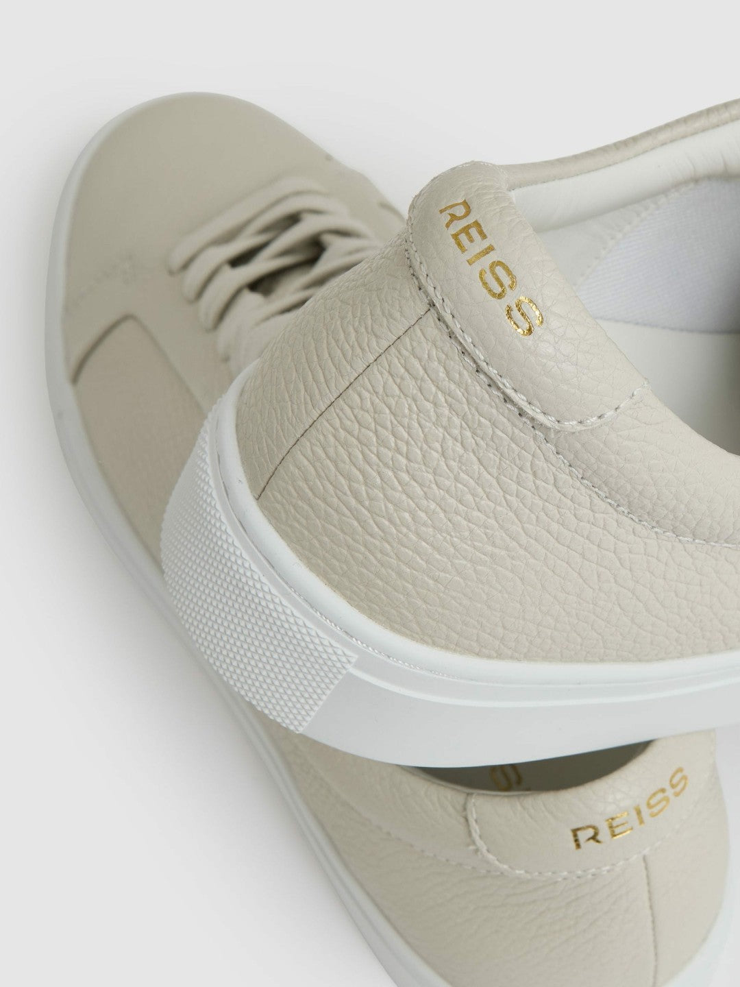 Tumbled-Leather Low-Top Trainers in Off White Men | Reiss