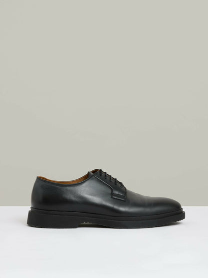 Leather Lace-Up Derby Shoes in Black Men | Reiss
