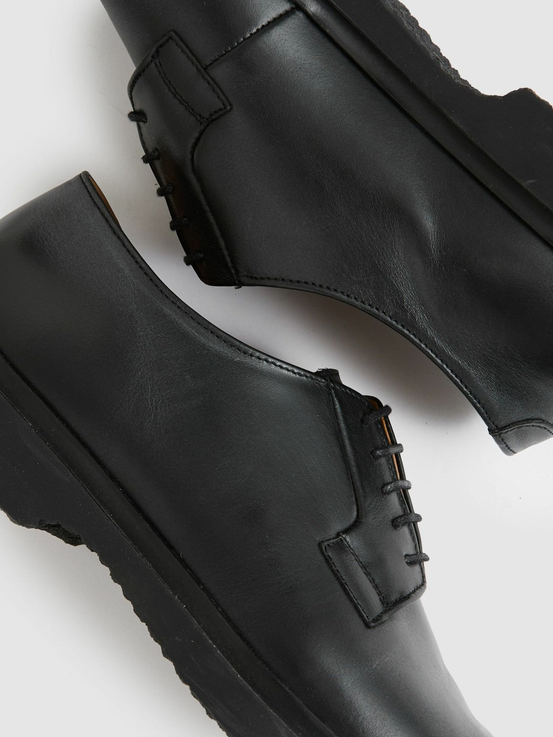 Leather Lace-Up Derby Shoes in Black Men | Reiss