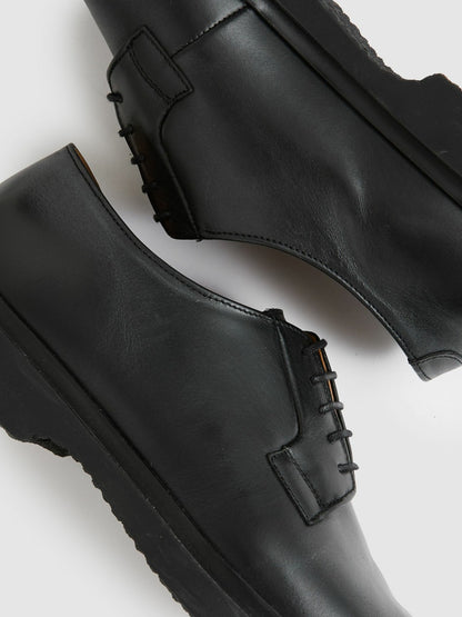 Leather Lace-Up Derby Shoes in Black Men | Reiss