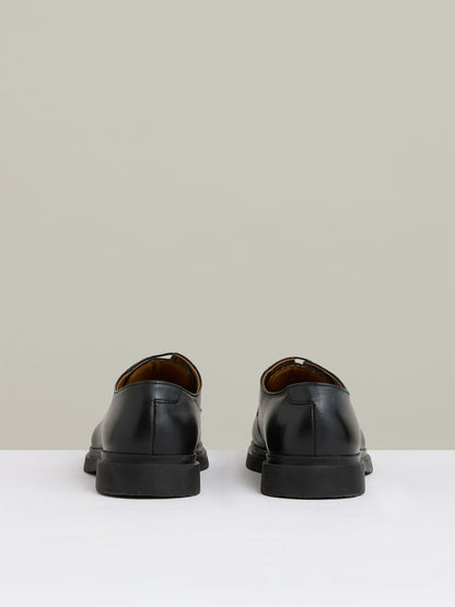 Leather Lace-Up Derby Shoes in Black Men | Reiss