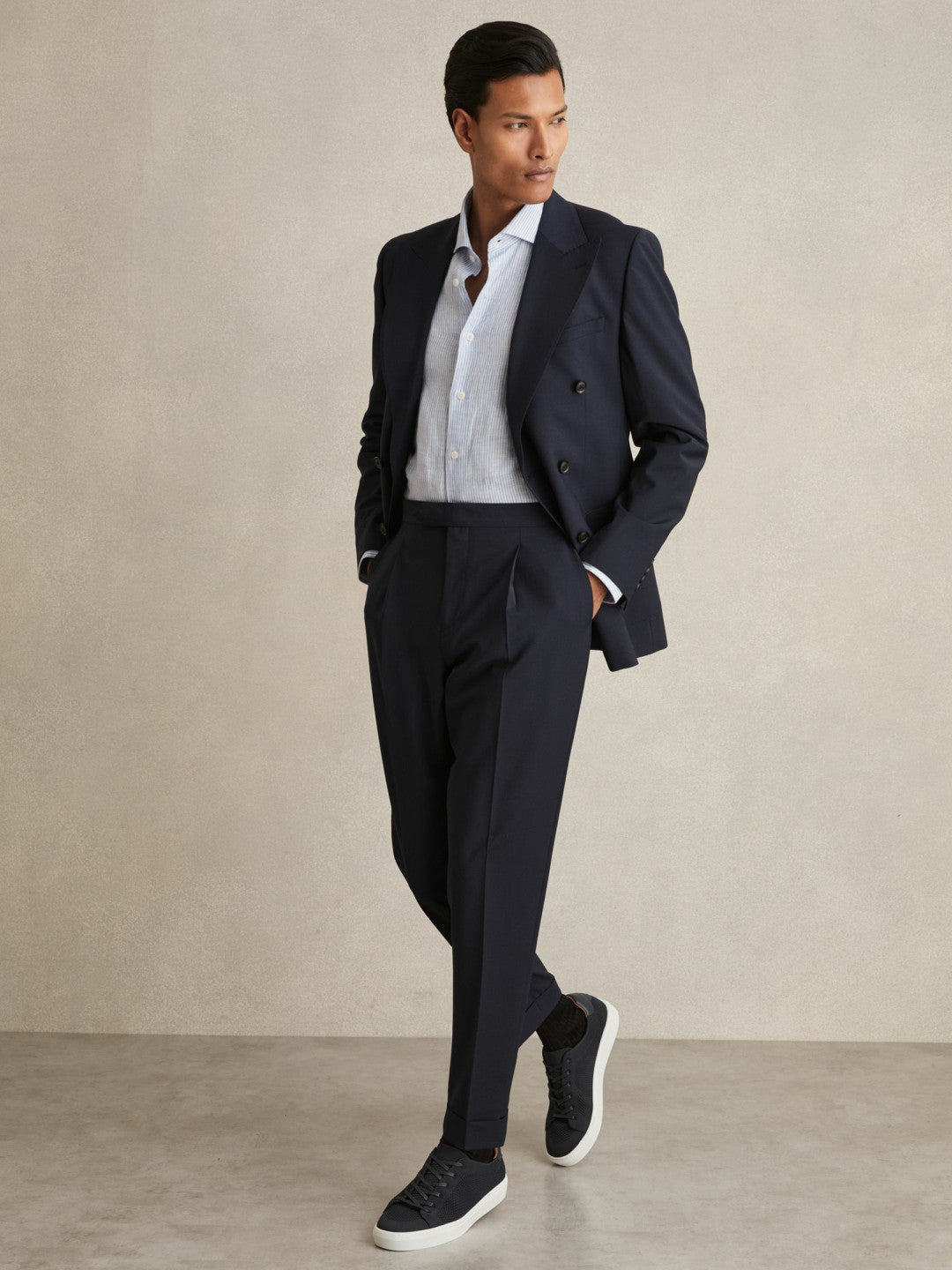 Knitted Low-Top Trainers in Navy Men | Reiss
